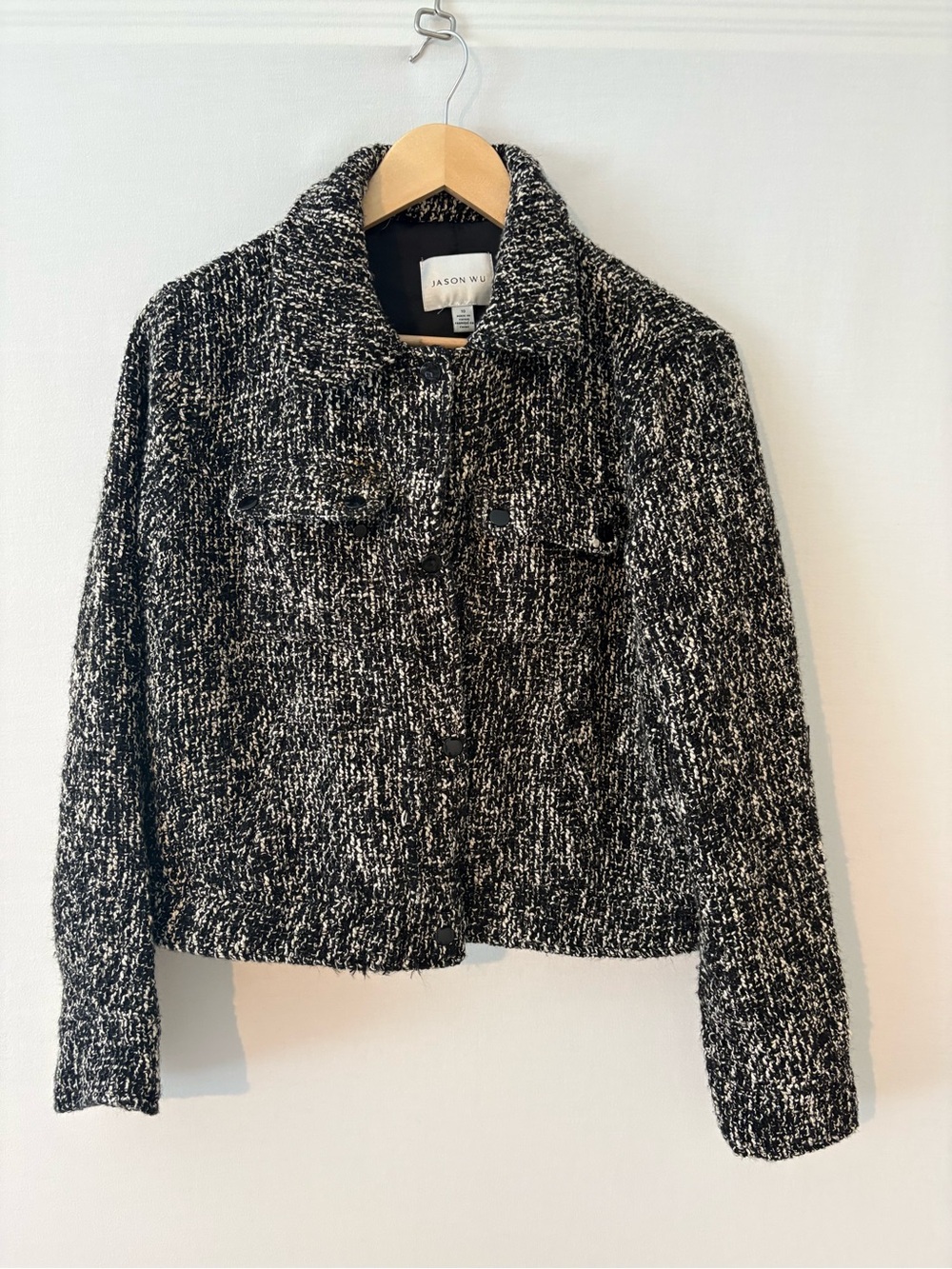 Jason Wu Black and White Bouclé Crop Jacket